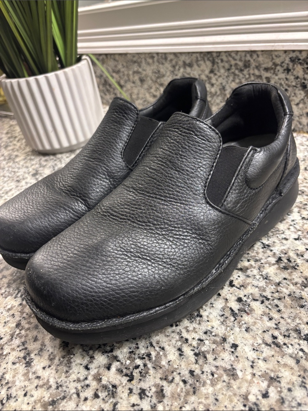 Propet Black Leather Slip-On Comfort Loafers